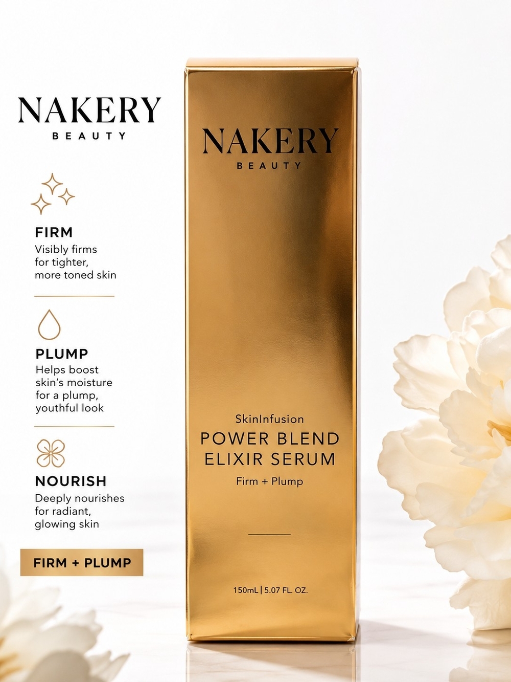 Nakery Beauty SkinInfusion Power Blend Elixir Serum Firm + Plump NIB 5.07 oz